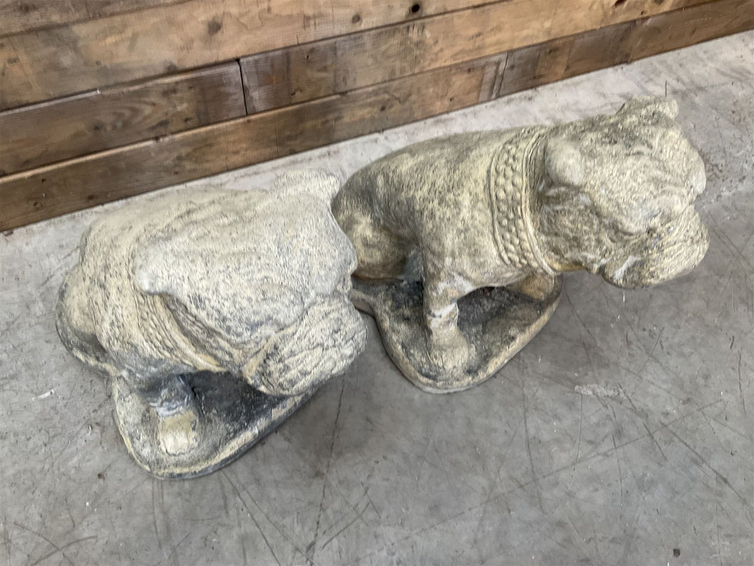 Pair of cast stone British Bulldogs