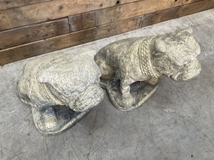 Pair of cast stone British Bulldogs