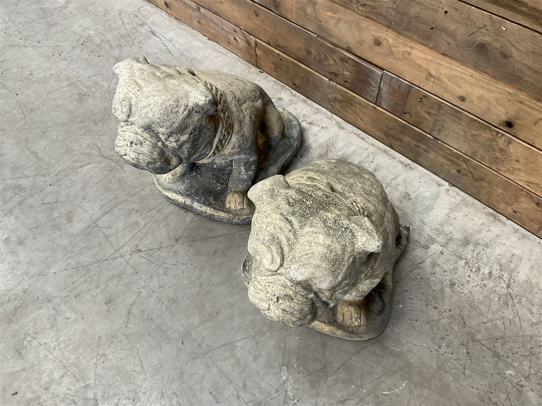 Pair of cast stone British Bulldogs