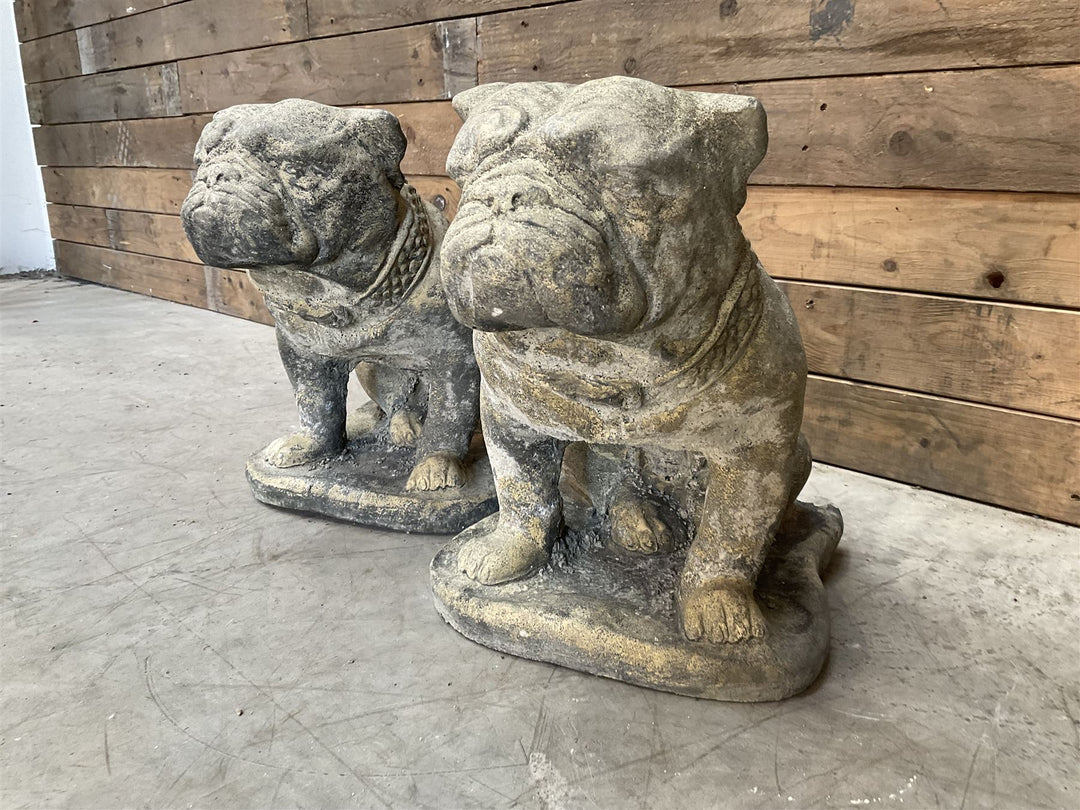 Pair of cast stone British Bulldogs