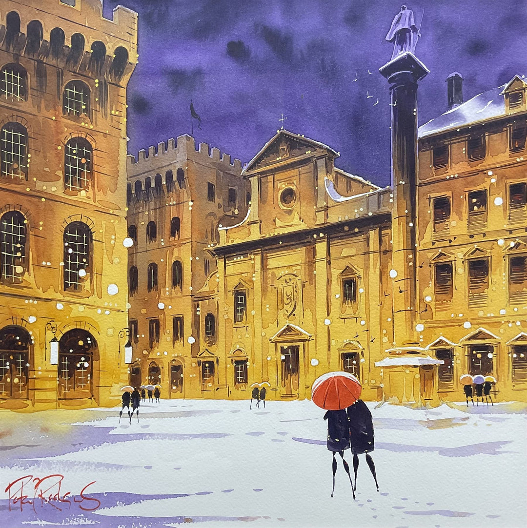 Florence in the Snow original by British contemporary artist Peter J Rogers