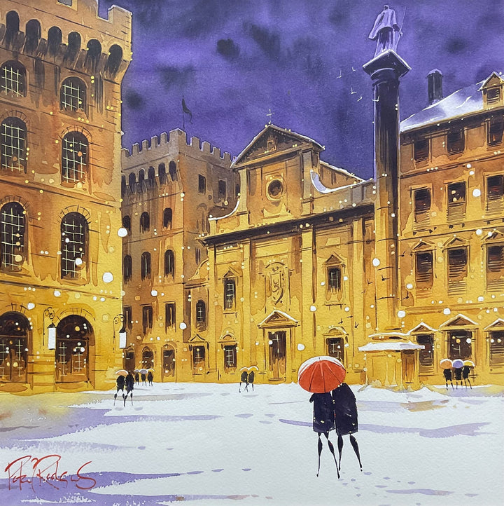 Florence in the Snow original by British contemporary artist Peter J Rogers