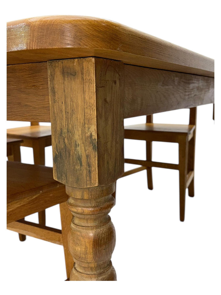 Light Oak farmhouse dining table & chairs