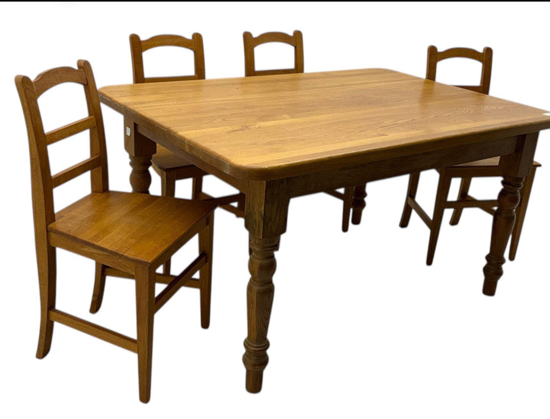 Light Oak farmhouse dining table & chairs