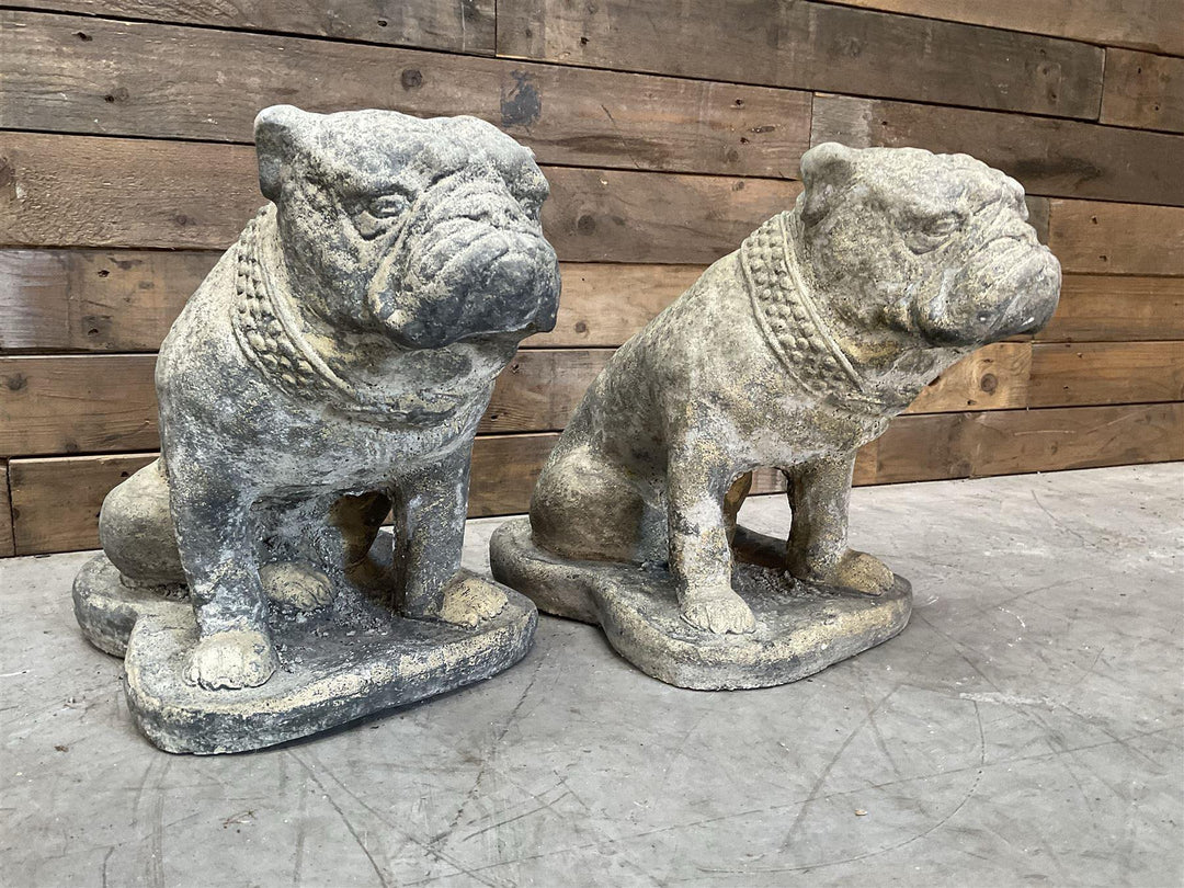 Pair of cast stone British Bulldogs