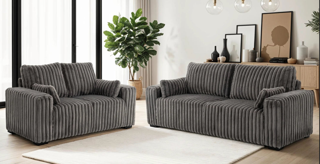 Jumbo cord 3 + 2 seater sofa set