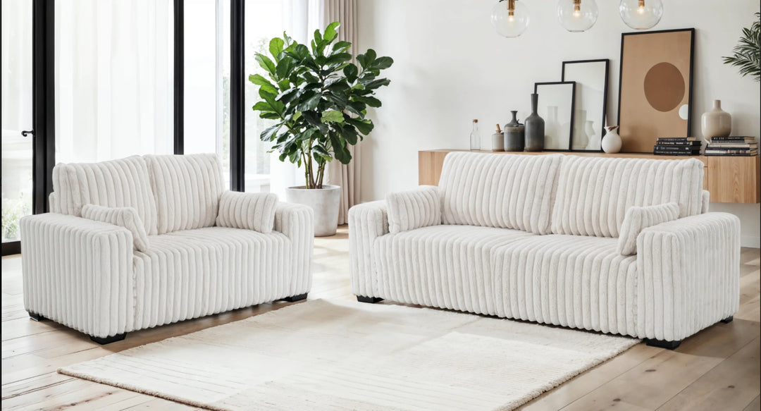 Jumbo cord 3 + 2 seater sofa set