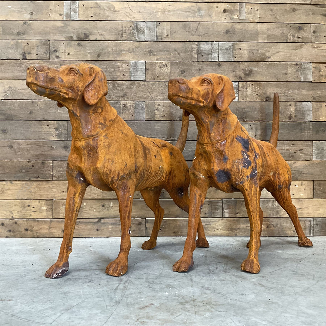 Heavy cast iron life size hunting dogs