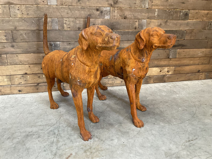 Heavy cast iron life size hunting dogs
