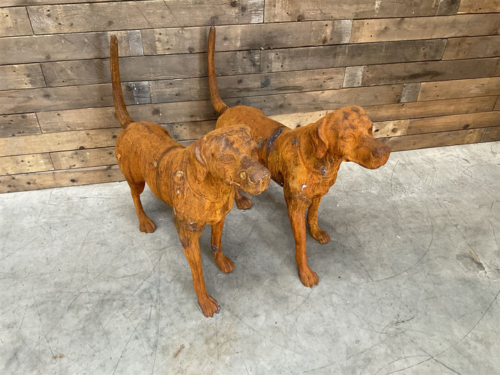 Heavy cast iron life size hunting dogs