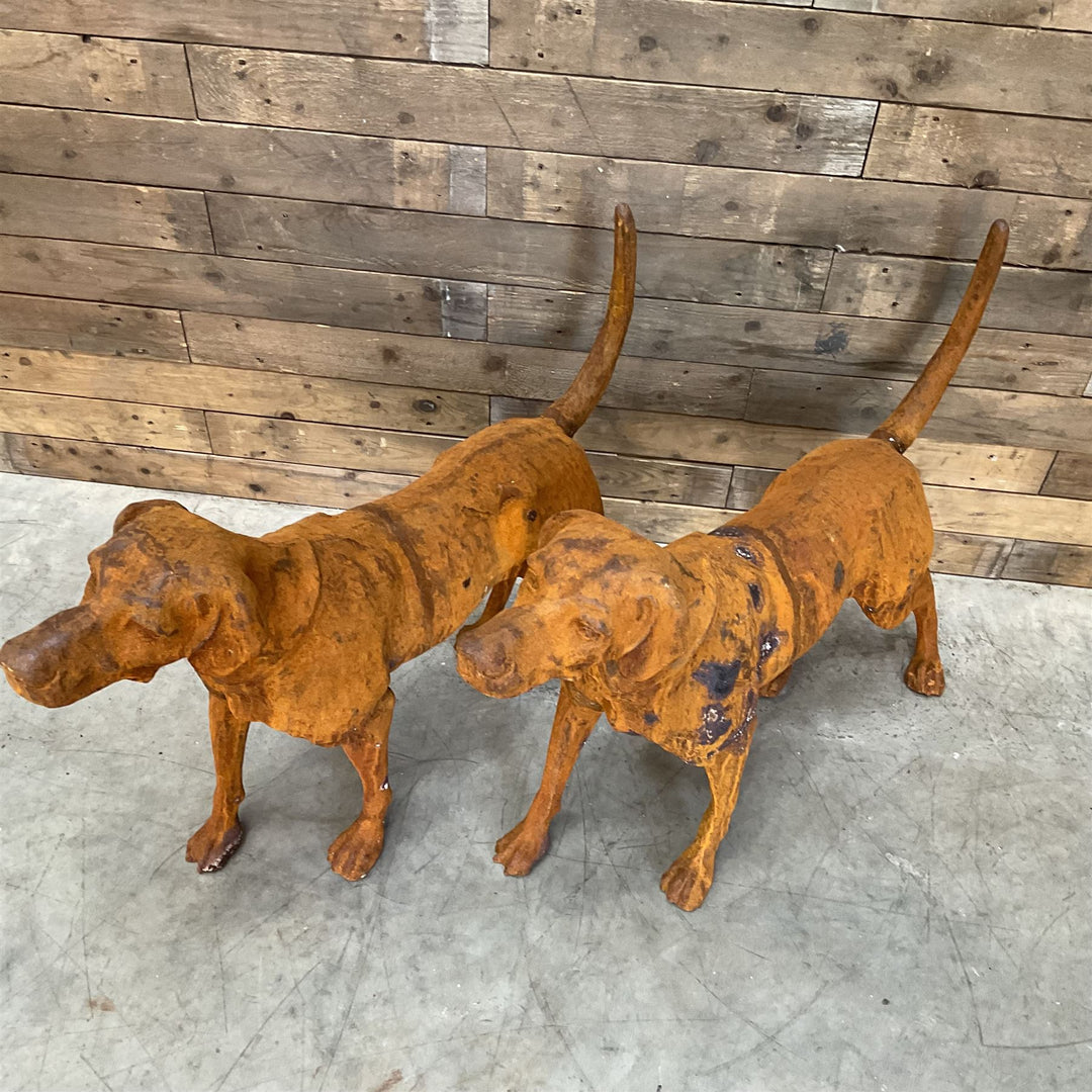 Heavy cast iron life size hunting dogs