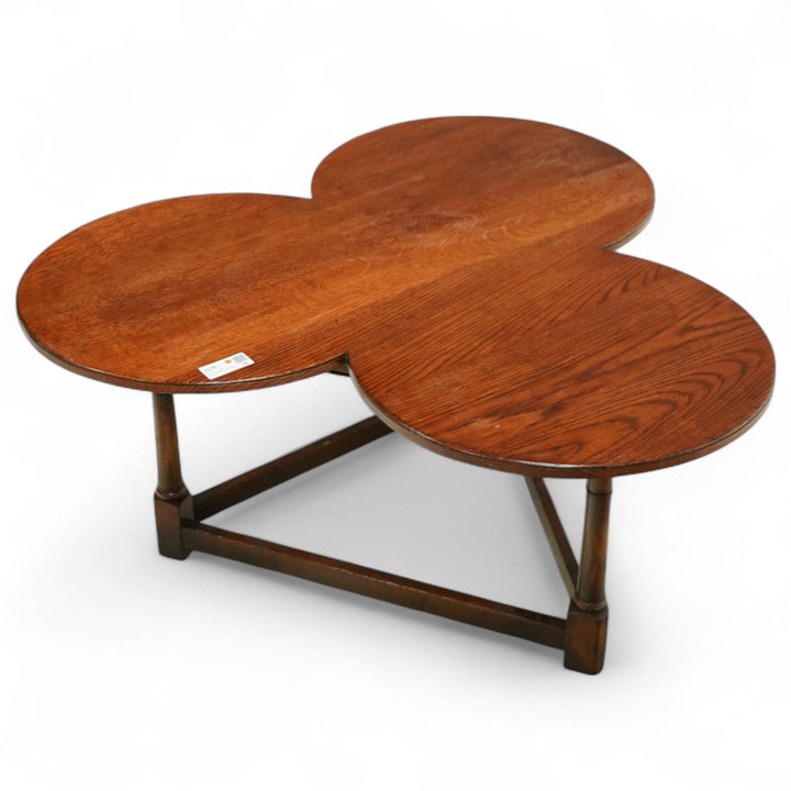 Oak trefoil shaped coffee table