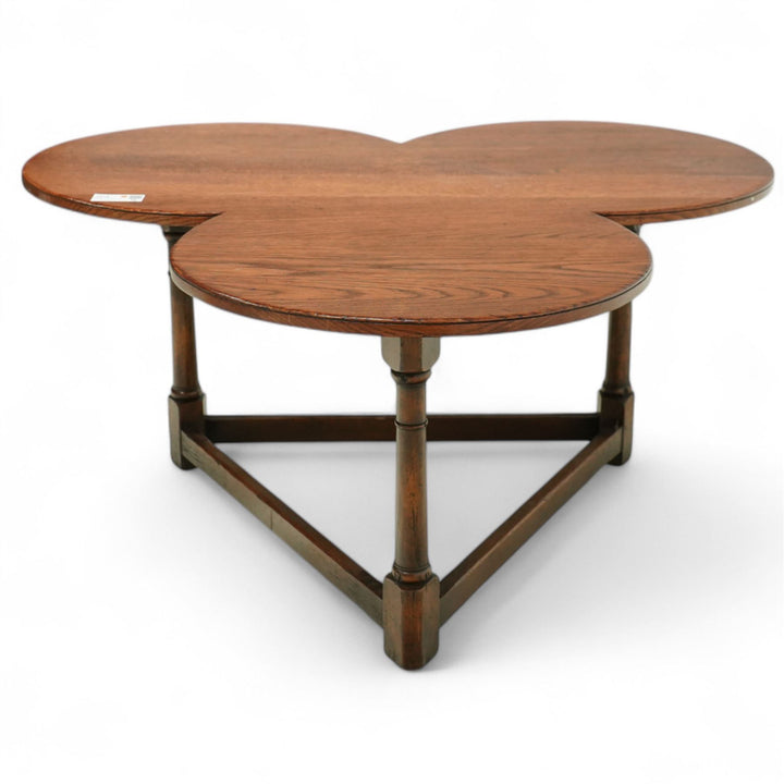 Oak trefoil shaped coffee table