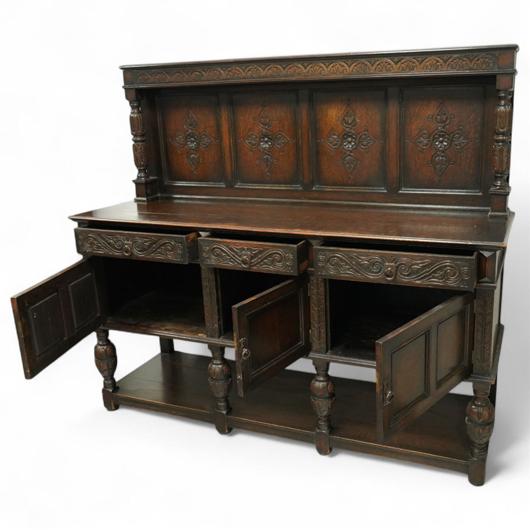 Jacobean style oak sideboard