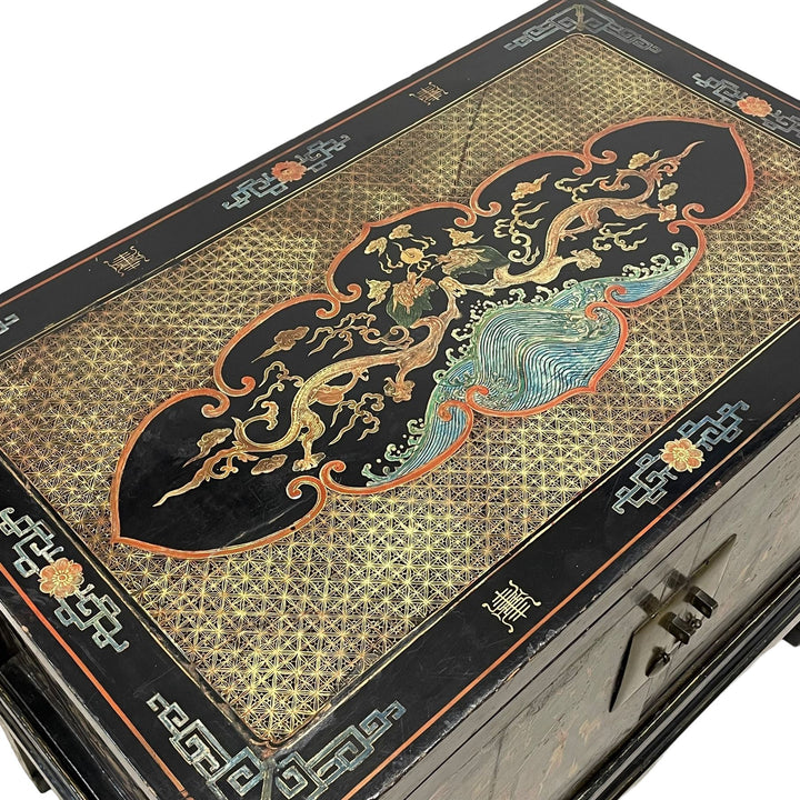 Chinese ebonised lacquered wood cabinets