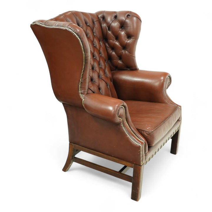Georgian style leather winged armchair