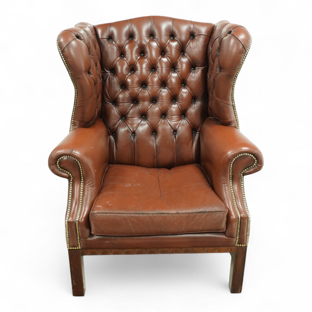Georgian style leather winged armchair