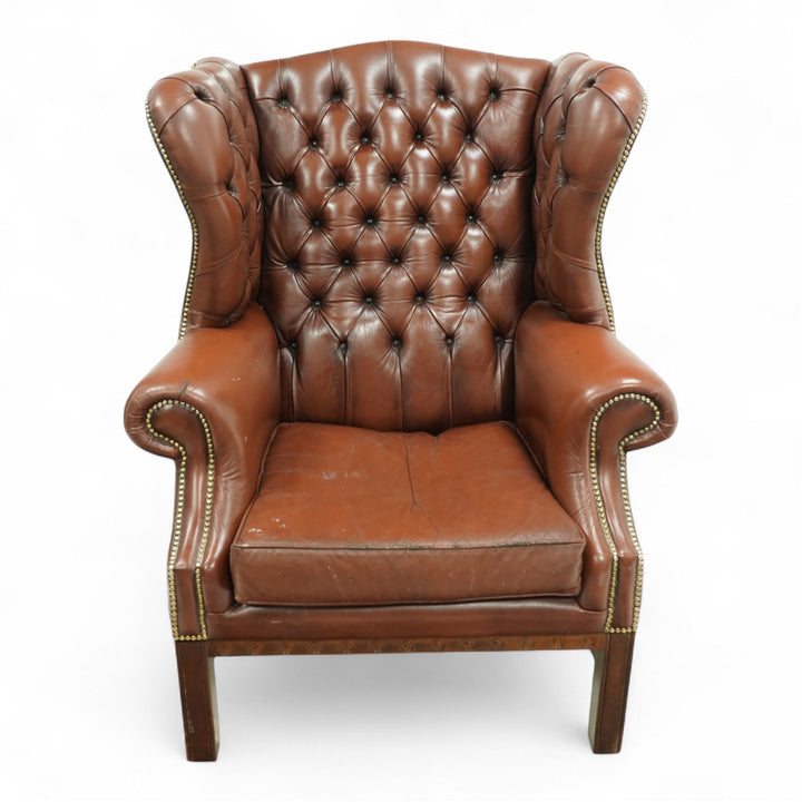 Georgian style leather winged armchair