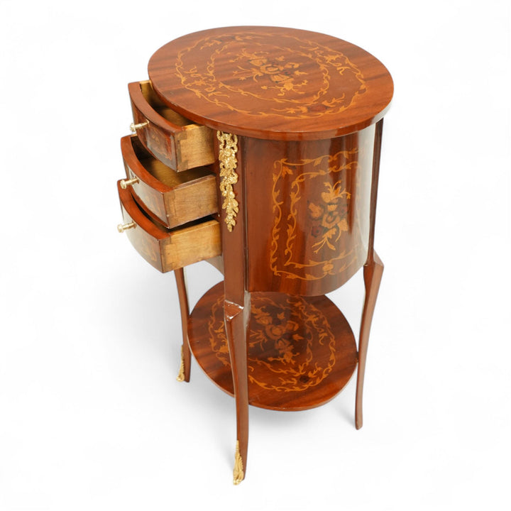 Pair of Louis XV1 style marquetry tables