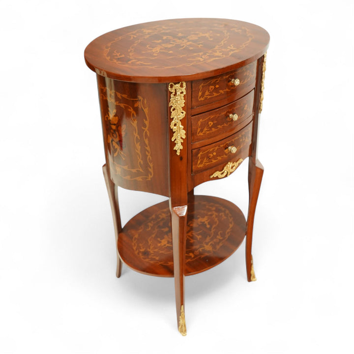 Pair of Louis XV1 style marquetry tables