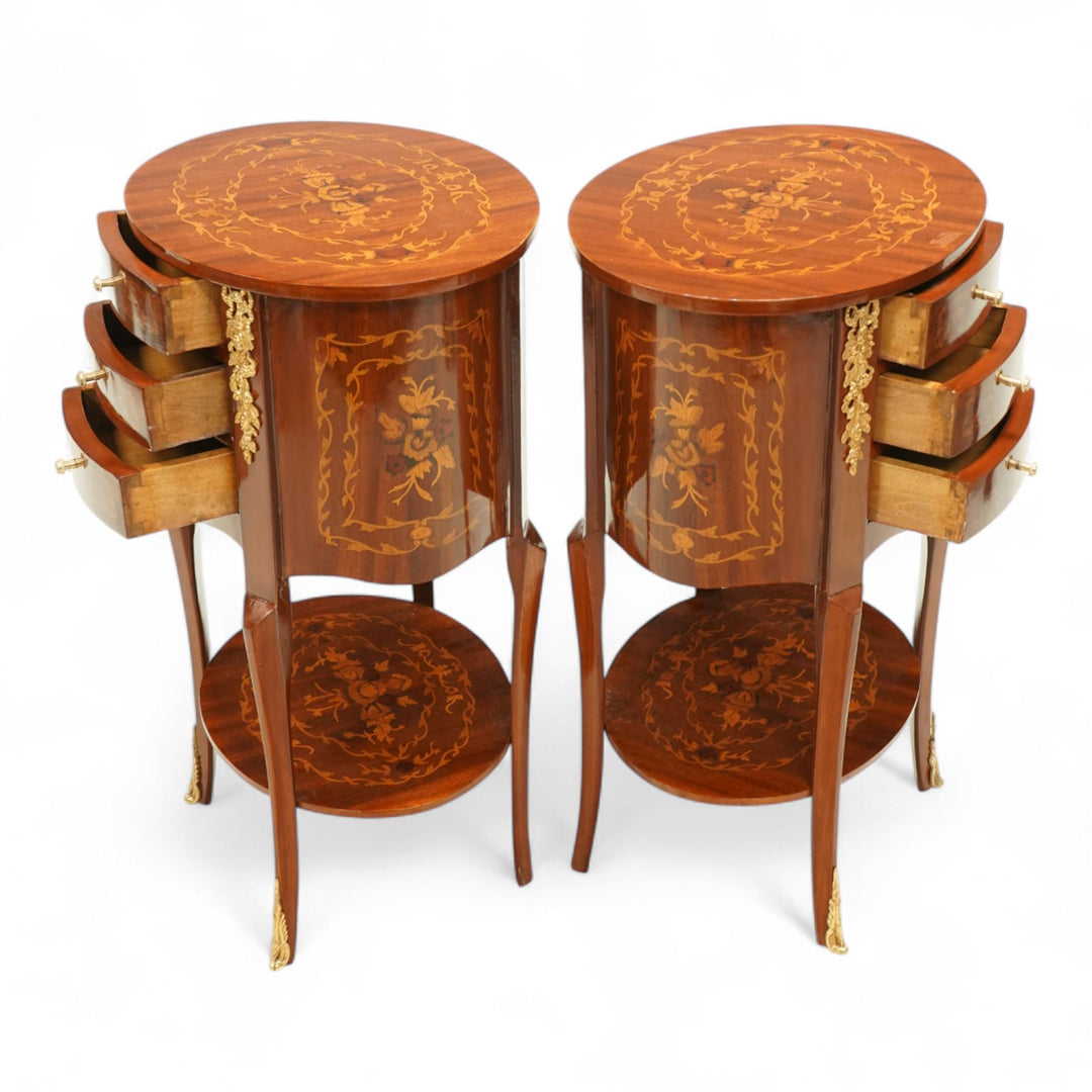 Pair of Louis XV1 style marquetry tables