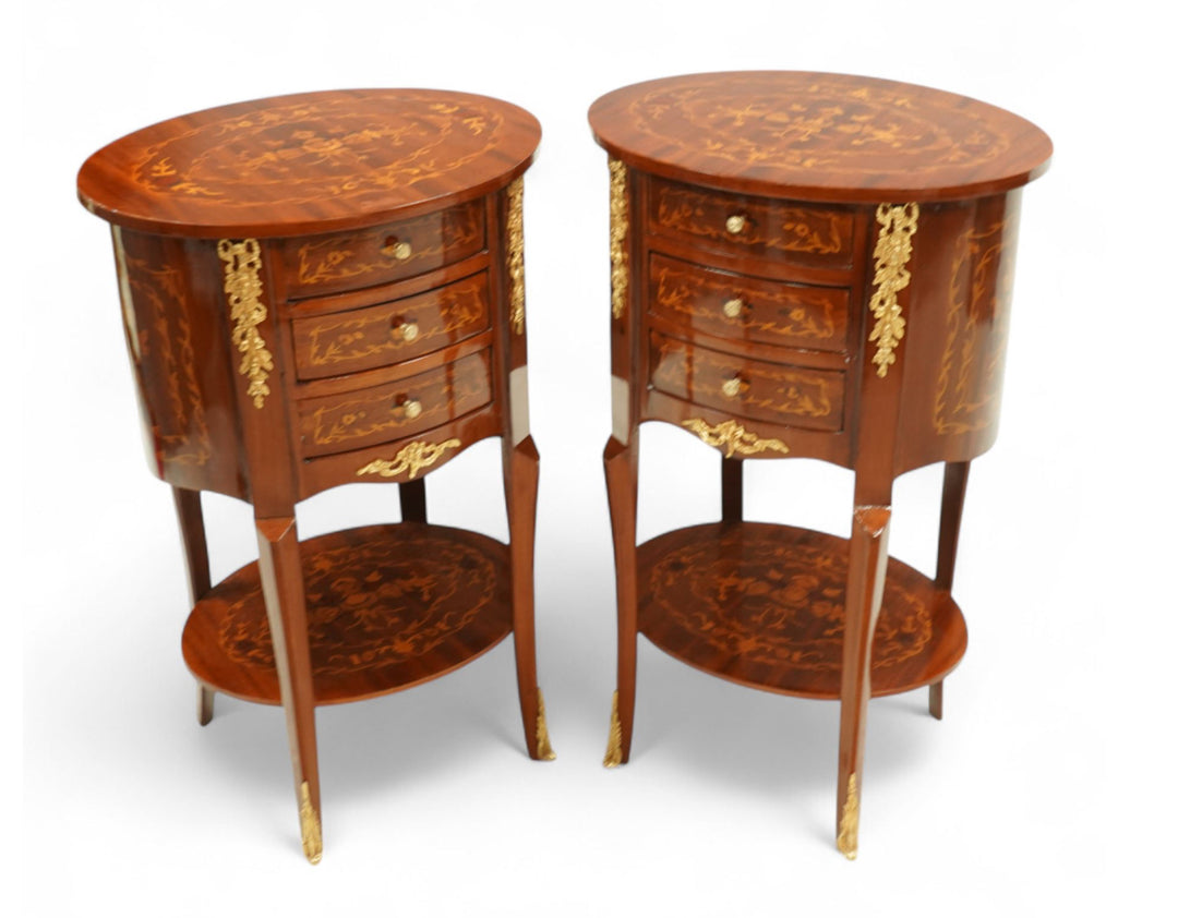 Pair of Louis XV1 style marquetry tables