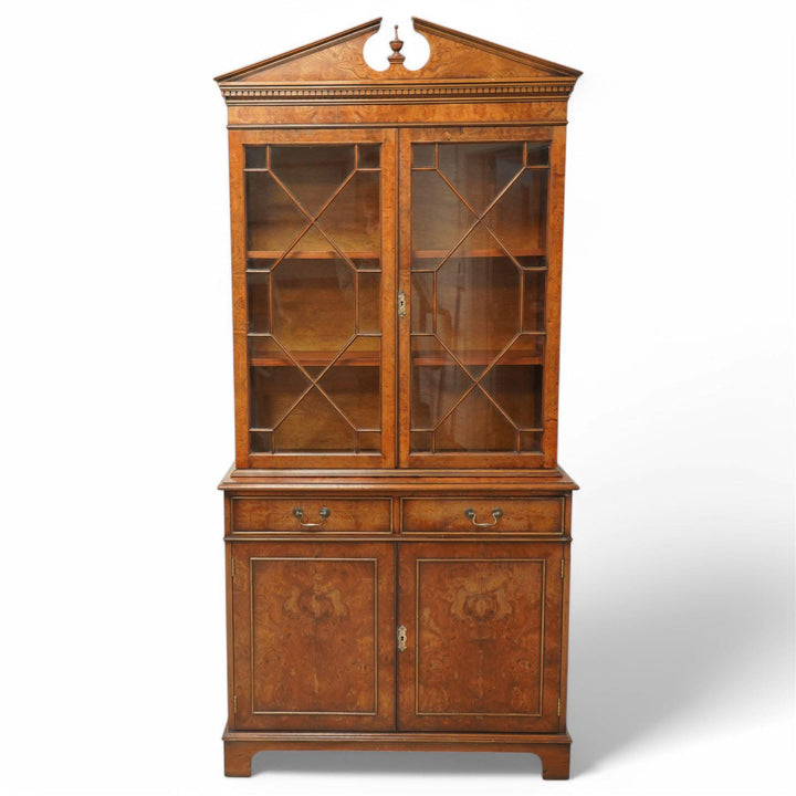 Georgian pollard design oak bookcase & cabinet