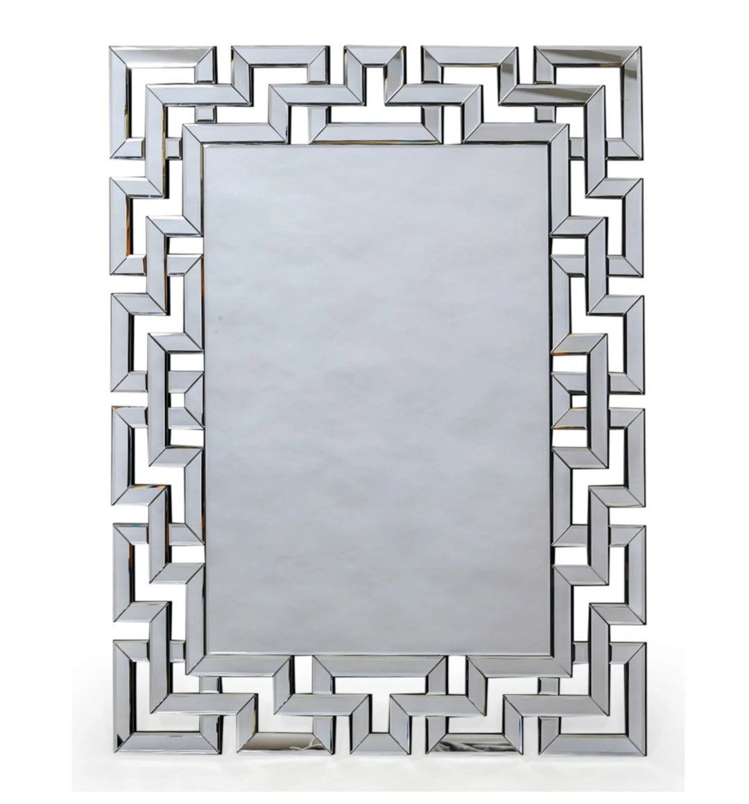 Large rectangular Grecian key Venetian mirror