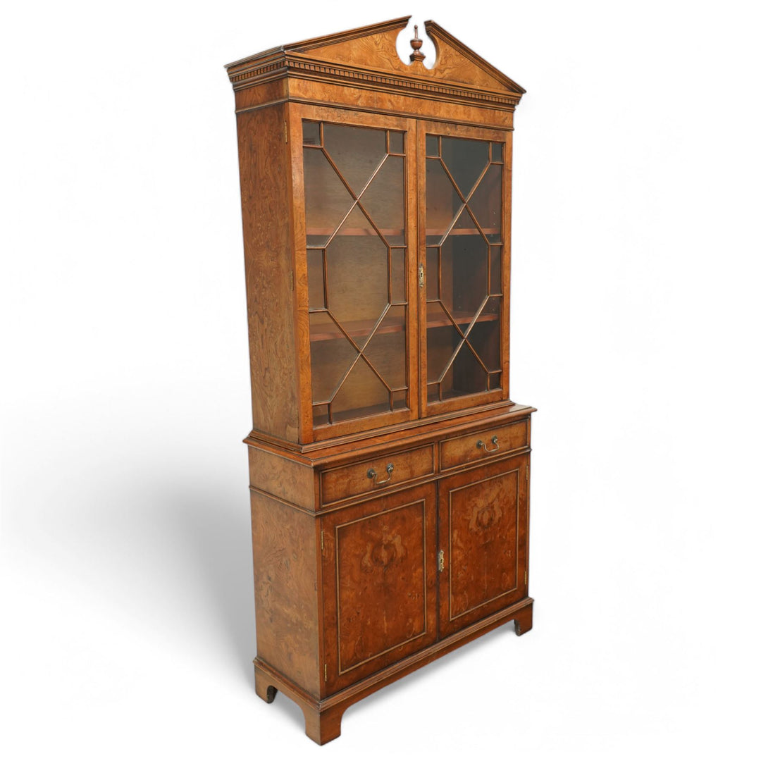 Georgian pollard design oak bookcase & cabinet