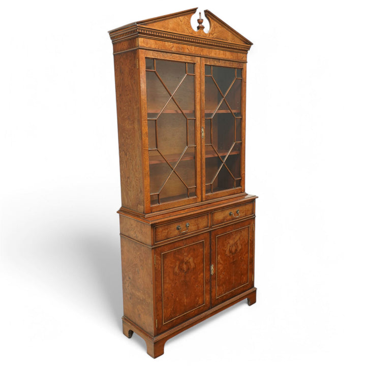 Georgian pollard design oak bookcase & cabinet