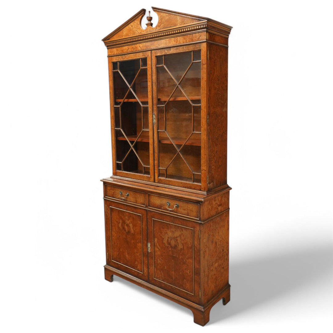 Georgian pollard design oak bookcase & cabinet