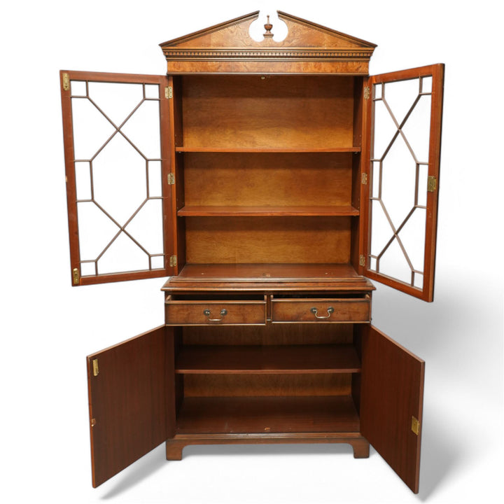 Georgian pollard design oak bookcase & cabinet