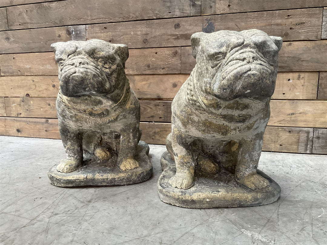 Pair of cast stone British Bulldogs