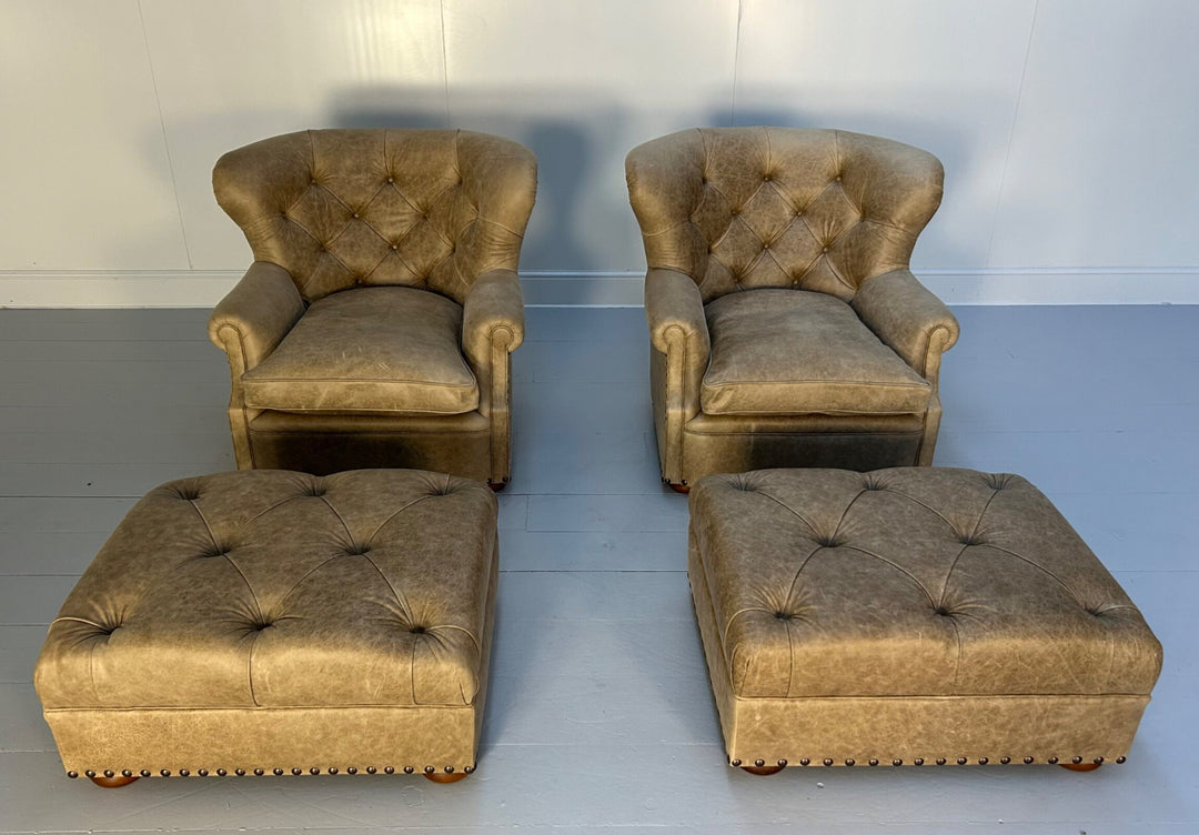 Pair of Ralph Lauren “Writers” Armchairs and Ottomans