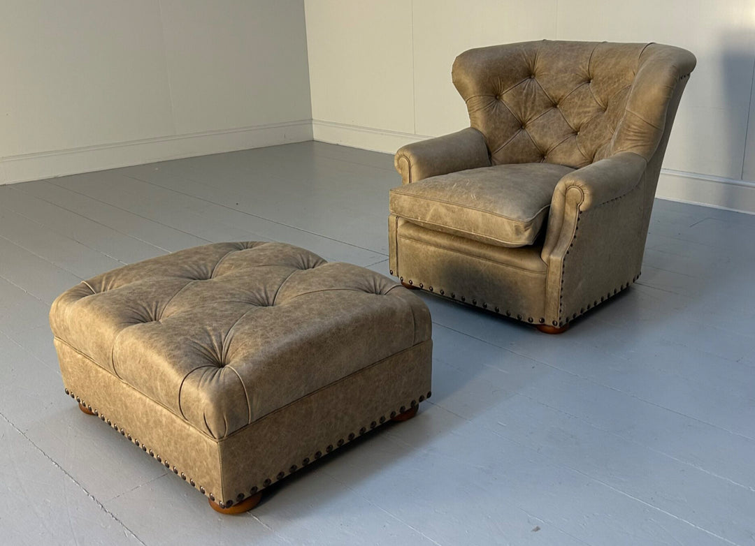 Pair of Ralph Lauren “Writers” Armchairs and Ottomans