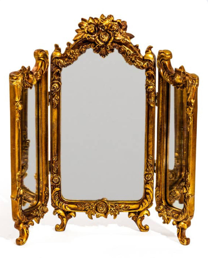 Antique Gold Ornate Floral Dressing Mirror