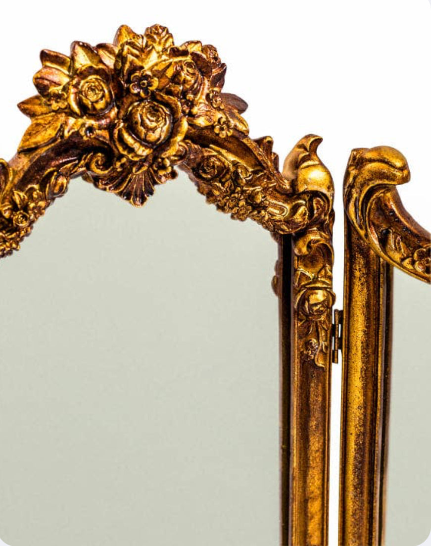 Antique Gold Ornate Floral Dressing Mirror