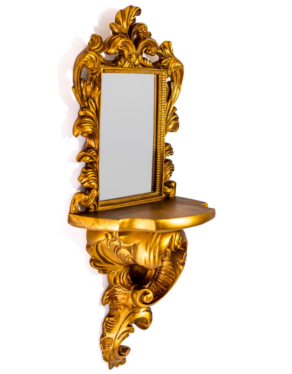 Antique gold ornate baroque wall mirror
