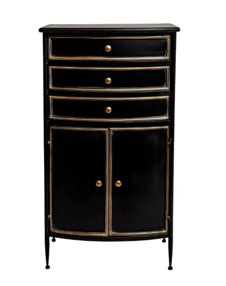 Antique Style Curved Black Metal Cabinet