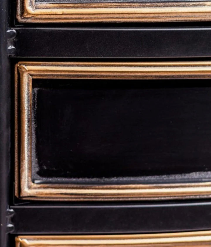 Antique Style Curved Black Metal Cabinet