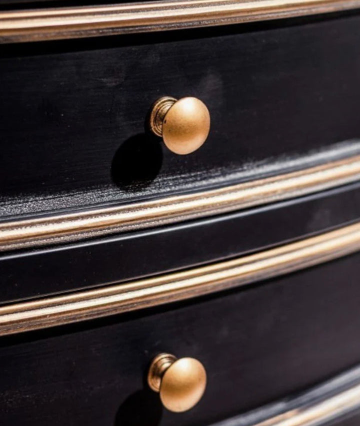 Antique Style Curved Black Metal Cabinet