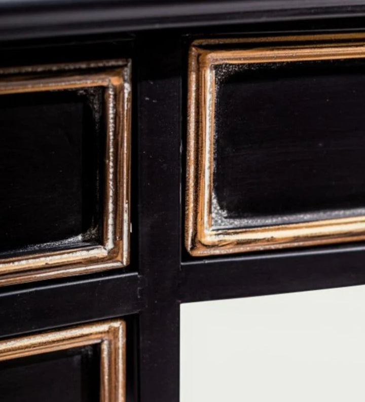 Antique Style Black Console Table with Drawers