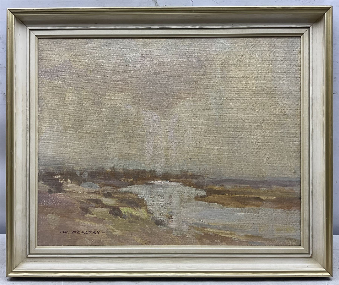 William B Dealtry (British 1915-2007): 'Flooded River - River Dove at Home Bridge', oil on canvas board signed