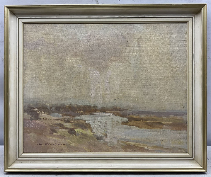 William B Dealtry (British 1915-2007): 'Flooded River - River Dove at Home Bridge', oil on canvas board signed