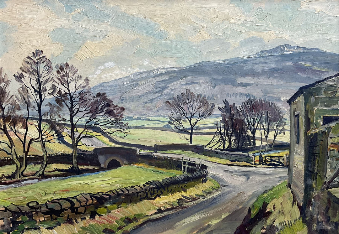 Walter Cecil Horsnell (British 1911-1997): 'The First Snow on Simons Seat - Wharfedale', oil on board, titled and signed