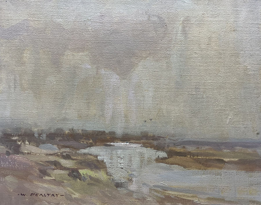 William B Dealtry (British 1915-2007): 'Flooded River - River Dove at Home Bridge', oil on canvas board signed