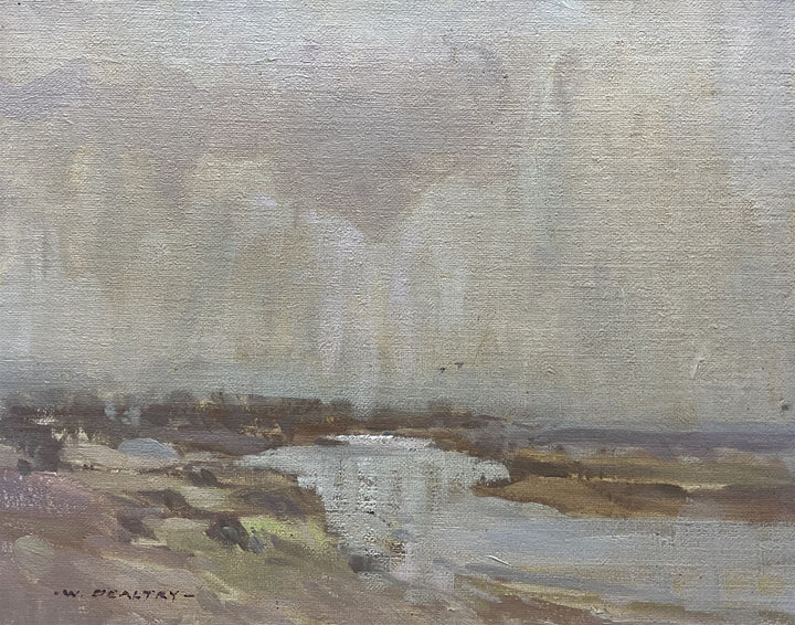 William B Dealtry (British 1915-2007): 'Flooded River - River Dove at Home Bridge', oil on canvas board signed