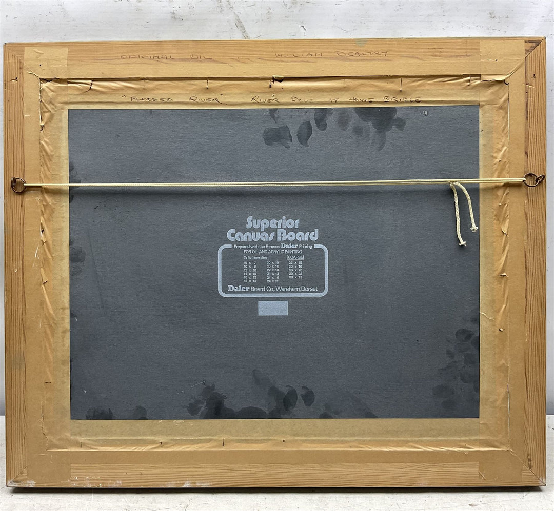 William B Dealtry (British 1915-2007): 'Flooded River - River Dove at Home Bridge', oil on canvas board signed