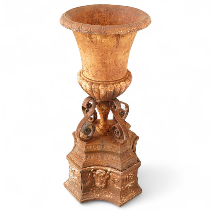 Victorian cast iron campana form centrepiece urn,