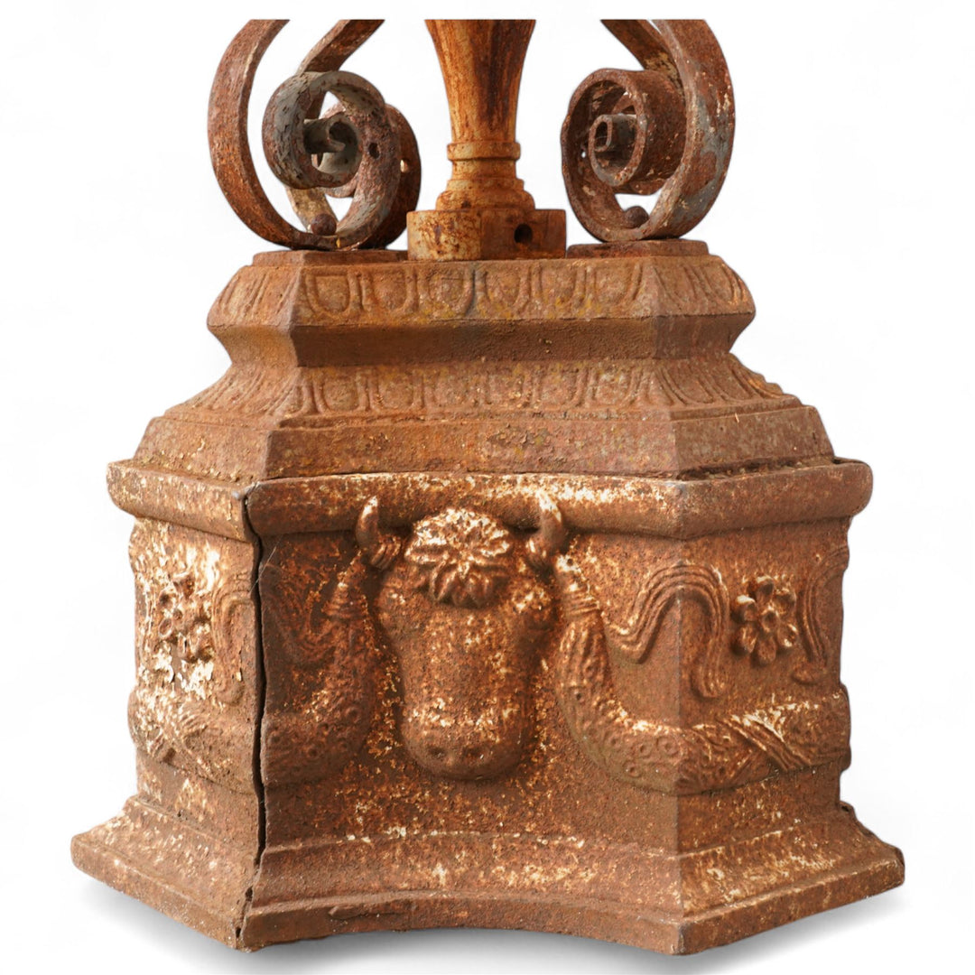 Victorian cast iron campana form centrepiece urn,